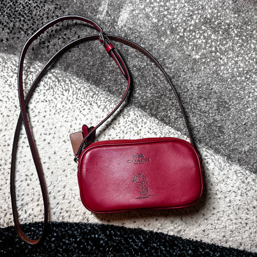 Bag| Coach x Peanuts Red Leather Crossbody Bag – Snoopy Limited Edition